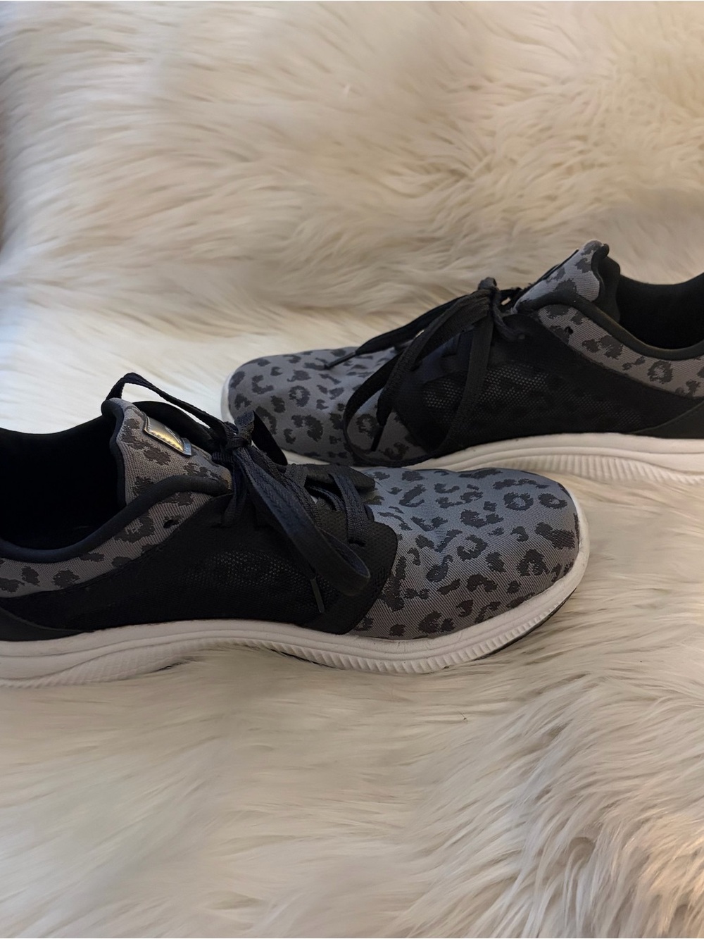 Avia Women's Gray and Black Leopard Print Athletic Sneakers - Picture 2 of 6
